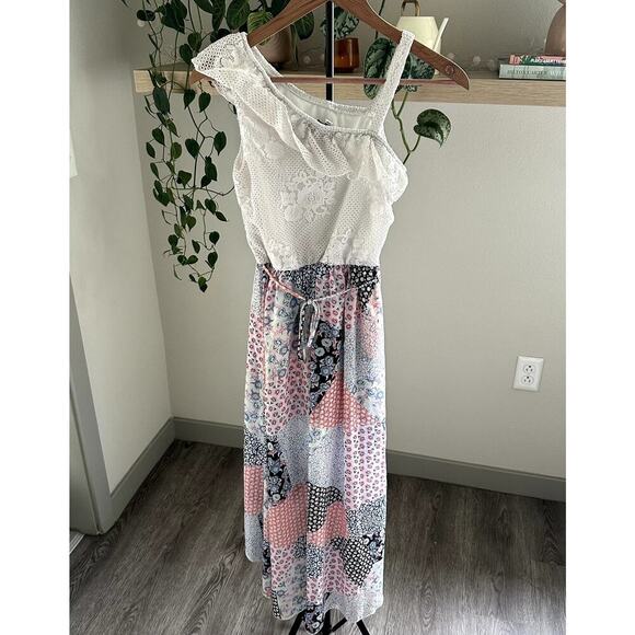 Speechless Kids Patchwork Tiered Dress Size 16 Boho Lace Ruffle Summer Spring - Picture 2 of 9